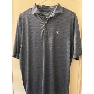 Johnnie-O Polo Shirt Mens Large Blue Print Performance Golf Stretch